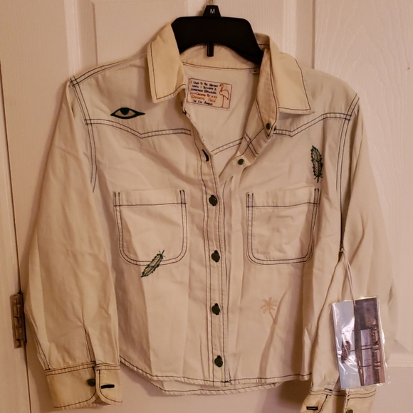 Sandrine Rose Tops - Sandrine Rose Boyfriend Crop Shirt